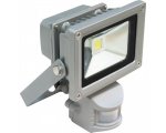 Прожектор светодиодный с датчиком движения 10W/1LED-яркий белый 6500К, IP65 (серый)