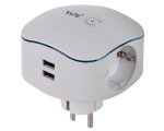 Тройник 3 гн + 2 гн USB c заземлением и шторками белый ЭРА
